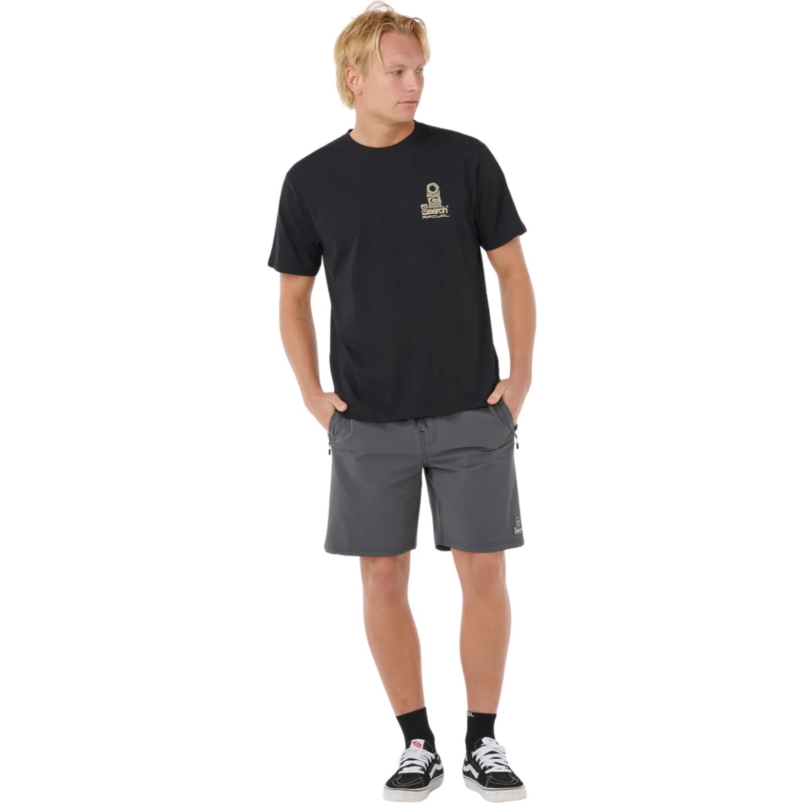 2025 Rip Curl Mens Vaporcool Search Stack Tee 0K5MTE - Black / Olive